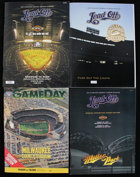 1994-2001 Milwaukee Brewers & GB Packers Lead Off & Game Day Magazines (Lot of 4)