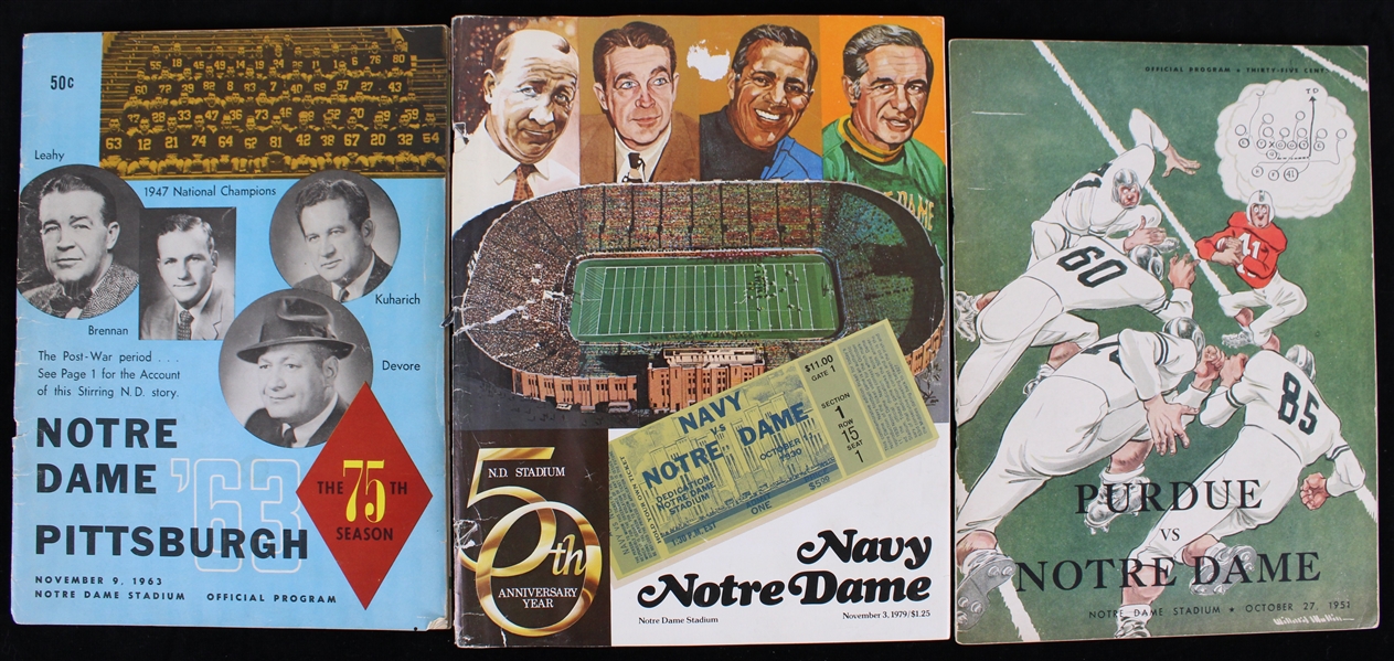 1951-79 Notre Dame Fighting Irish Football Programs - Lot of 3