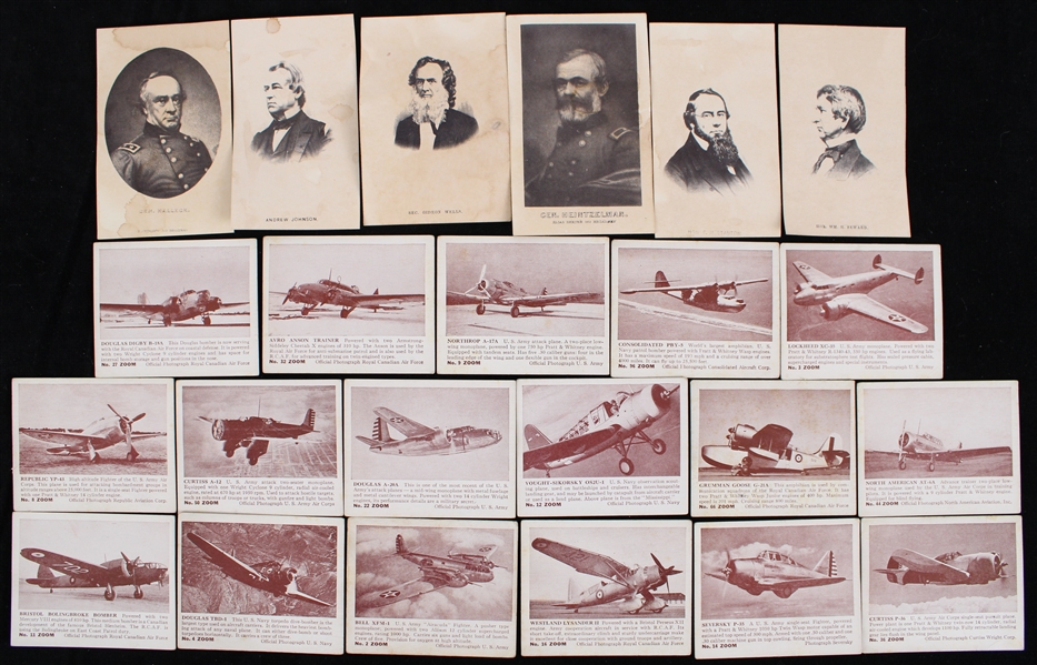 1900s-40s Americana Non Sports Trading Cards - Lot of 23 w/ R177 Zoom Plane Cards & More 