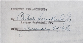 1956 Arthur Susskind Boxer Signed Greatest Sports Thrill Radio Program Contract (JSA)