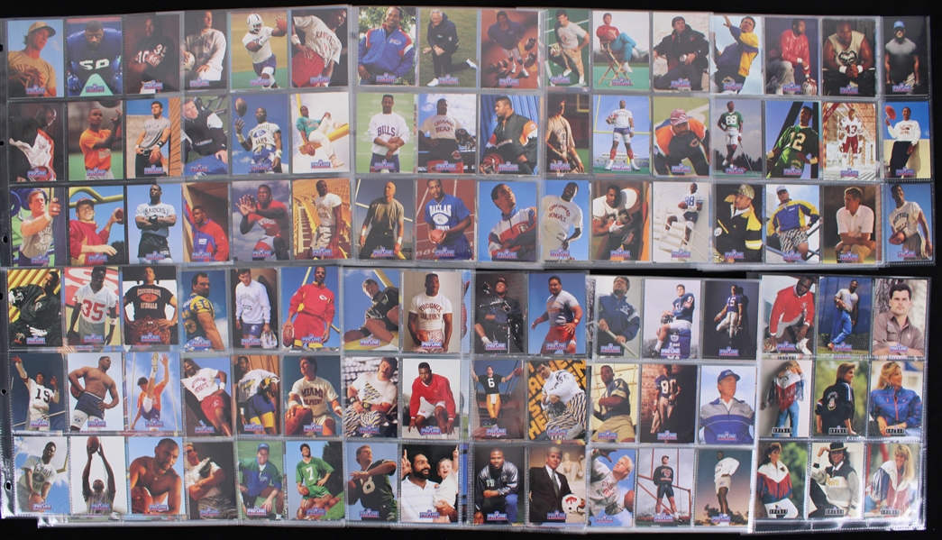 1991 NFL Pro Line Portraits Signet Series Inaugural Edition Football Trading Cards Complete Set of 300 Cards w/ Commemorative Binder + Bonus Cards