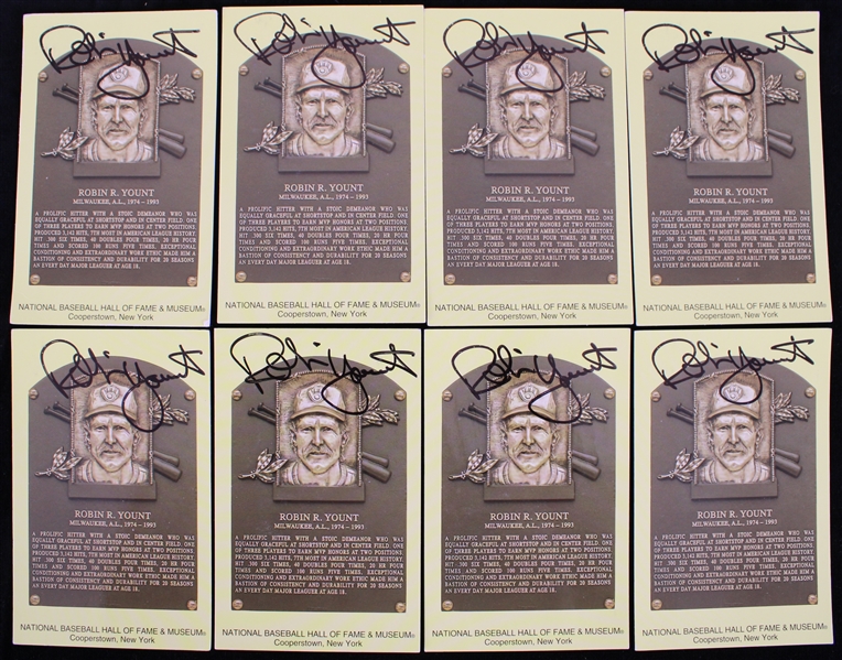 2000s Robin Yount Milwaukee Brewers Signed Yellow 3.5" x 5.5" HOF Postcards - Lot of 8 (JSA)