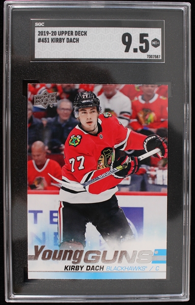 2019-20 Kirby Dach Chicago Blackhawks Upper Deck #451 Rookie Hockey Trading Card (SGC Slabbed 9.5 MT+)