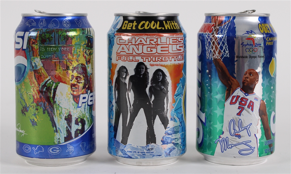 Joe Namath, Alonzo Mourning & Charlies Angels Full Throttle Pepsi Cans (Lot of 3)