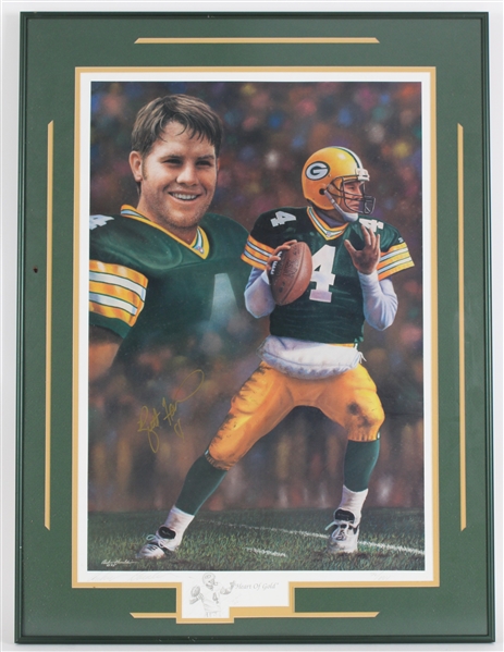 1995 Brett Favre Heart of Gold Signed 24x32 Framed LE 72/804 Print (JSA)