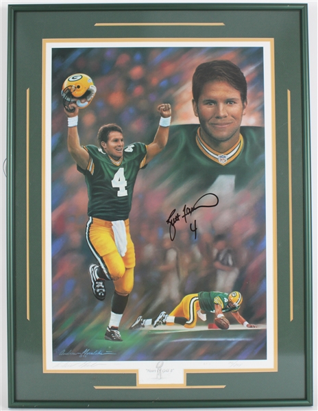 1997 Brett Favre Heart of Gold II Signed 24x32 Framed LE 72/804 Print (JSA)