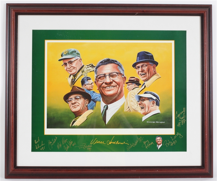 Vince Lombardi, Bob Long, Max McGee & more GB Packers Signed 22x27 Framed Print (JSA) 