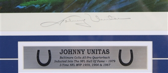 1956-72 Johnny Unitas Baltimore Colts Signed 23x28 LE 102/1500 Framed Print (JSA) 