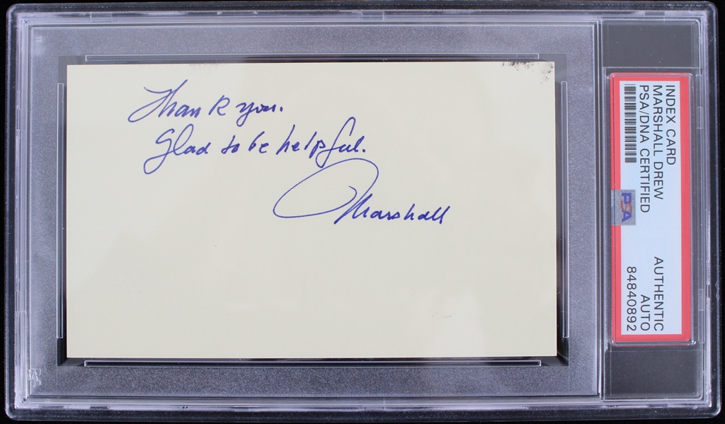 Marshall Drew (d.1986) Titanic Survivor Autographed Index Card (PSA Slabbed)