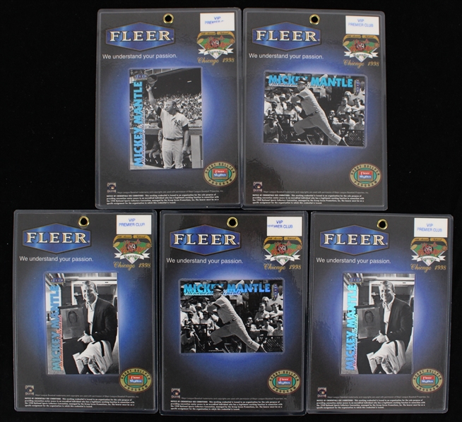 1998 Mickey Mantle New York Yankees Fleer National Sports Collectors Convention Chicago Credentials (Lot of 5)