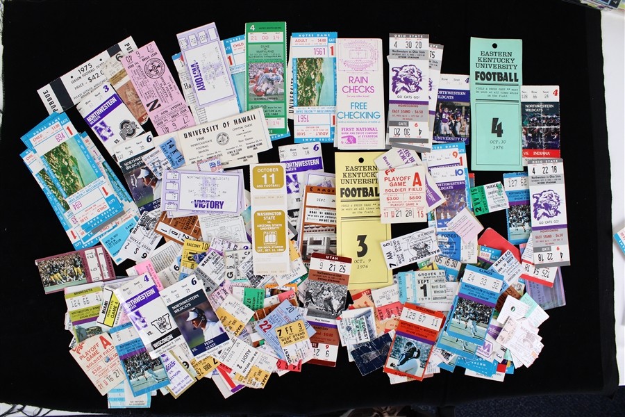 1960s-1990s Notre Dame Northwestern University Chicago Bears and More Ticket Stubs Full Tickets and Press Pass (Lot of 200+)