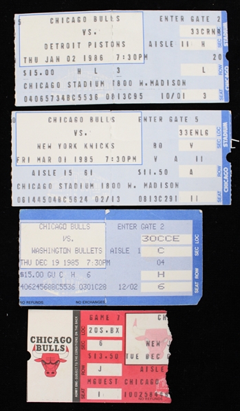 1985-86 Chicago Bulls Ticket Stubs (Lot of 4)