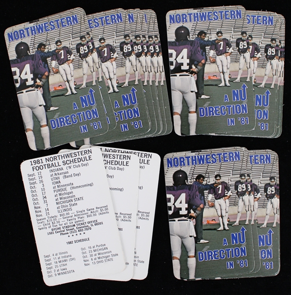 1981 Northwestern University Football Pocket Card Schedules (Lot of 25)