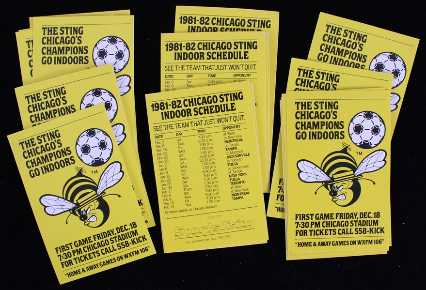 1981-82 Chicago Sting Indoor Soccer Pocket Schedules (Lot of 22)