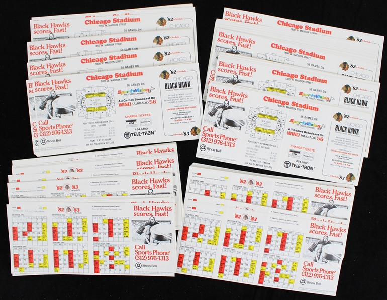 1983 Chicago Blackhawks Pocket Schedules (Unfolded) (Lot of 100+)