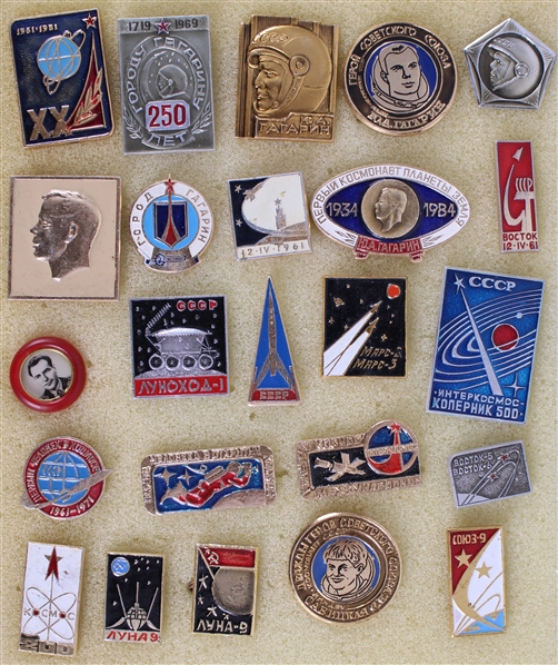 1960s-80s CCCP Russian Space Program Pin Collection - Lot of 20