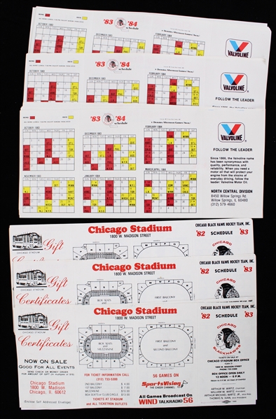 1982-84 Chicago Blackhawks Pocket Schedules (Unfolded) (Lot of 43)