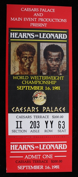 1981 Thomas Hearns vs Sugar Ray Leonard at Caesars Palace Full Ticket