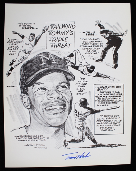 1970 Tommy Harper Milwaukee Brewers Autographed 8"x10" Print (JSA)
