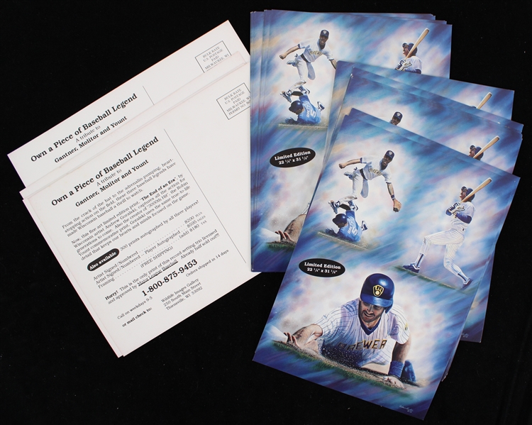 1990s Robin Yount Jim Gantner and Paul Molitor Milwaukee Brewers Print Mailer Cards (Lot of 29)