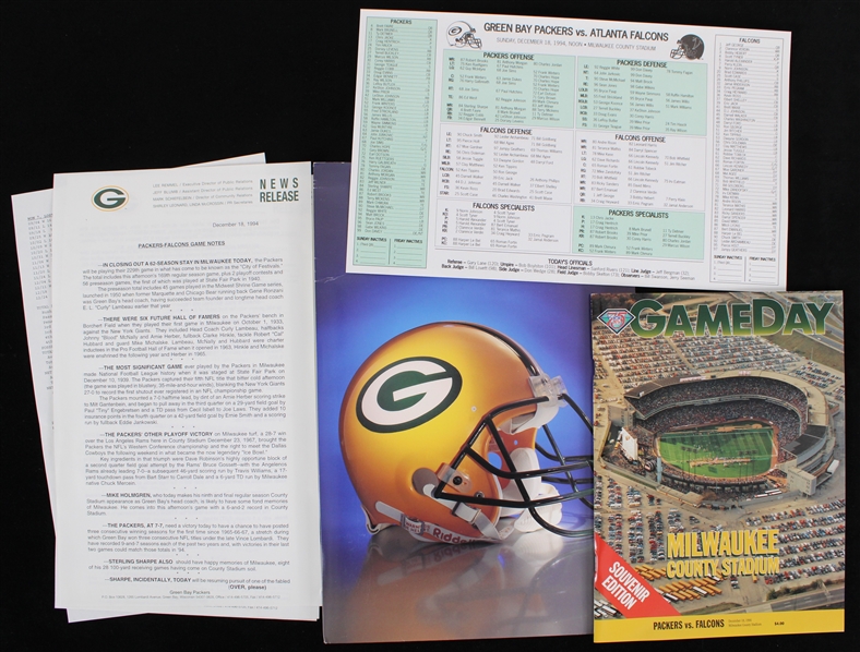 1994 Green Bay Packers Last Game At Milwaukee County Stadium Game Program & Notes