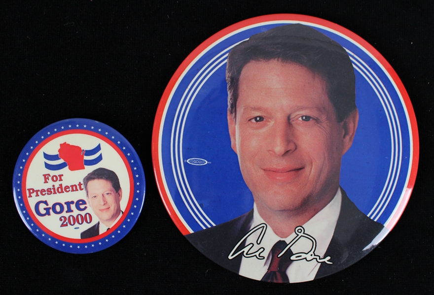 2000 Al Gore Presidential Campaign Pinback Buttons - Lot of 2