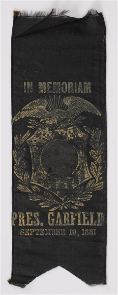 1881 James Garfield 20th President of the United States 6.5" In Memoriam Ribbon