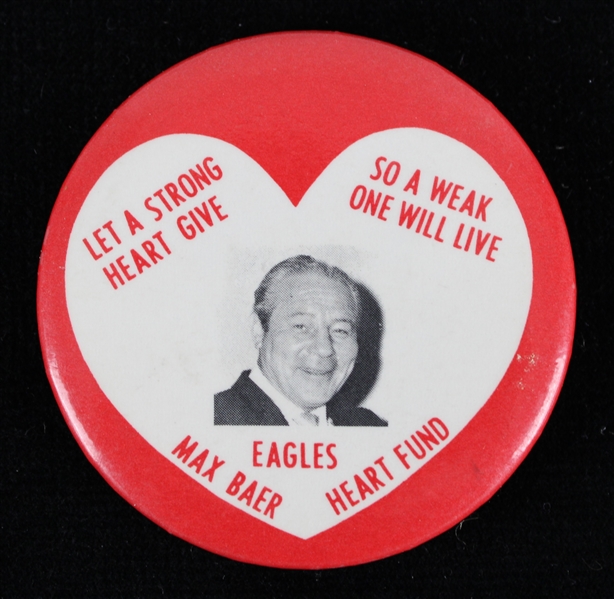 1950s Max Baer World Heavyweight Champion 2.25" Heart Fund Pinback Button