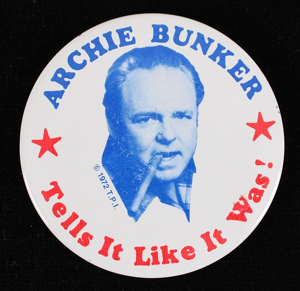 1972 Archie Bunker Tell It Like It Was! 3" Pinback Button
