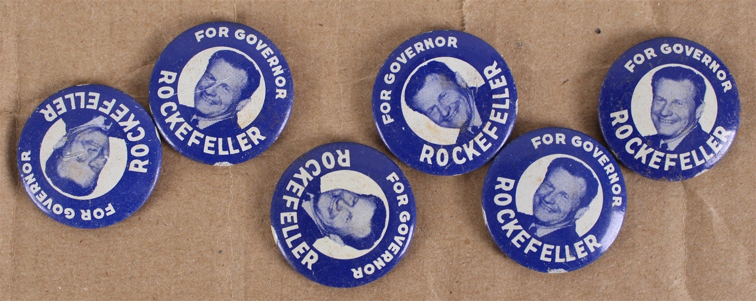 1960s Nelson Rockefeller For Governor 1" Pinback Buttons - Lot of 6