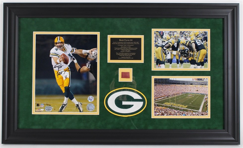 2003 Brett Favre GB Packers Clubhouse Signed 18x29 Framed Photo - Display Only