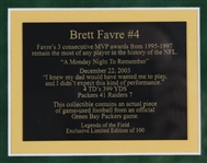 2003 Brett Favre GB Packers Clubhouse Signed 18x29 Framed Photo - Display Only
