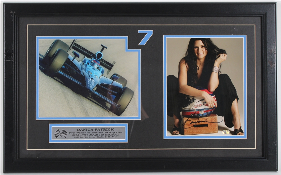 2008 Danica Patrick Indy Japan 300 Champion Signed 17x26 Framed Photos (JSA) 