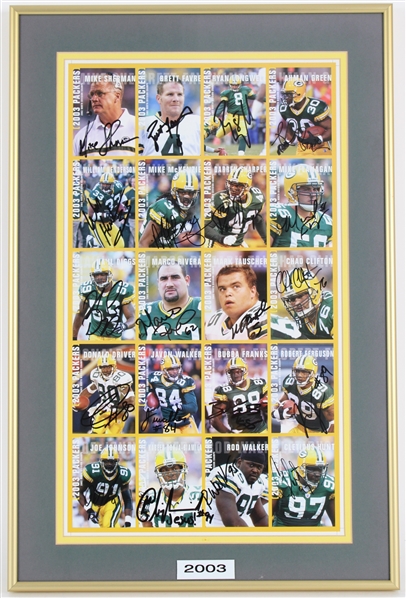 2003 Brett Favre, Ahman Green, Mike Sherman & more GB Packers Signed 15x22 Framed Uncut Cards (JSA)