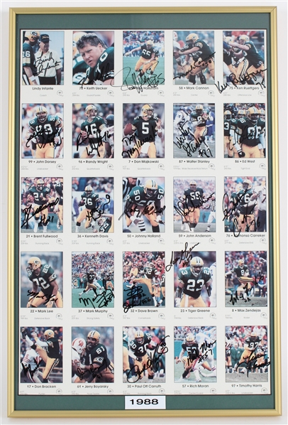 1988 Lindy Infante, Randy Wright, Don Majkowski & more GB Packers Signed 15x22 Framed Uncut Cards (JSA) 
