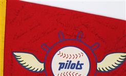 1969 Seattle Pilots Team Signed Full Size 28.5 Pennants w/ 25 Signatures (JSA)