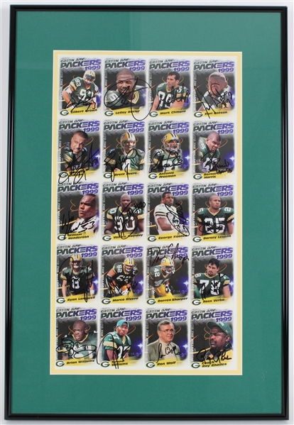1999 Brett Favre, Antonio Freeman, Ron Wolf & more GB Packers Signed 16x23 Framed Uncut Cards (JSA) 