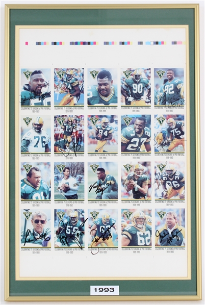 1993 Reggie White, Mike Holmgren & more GB Packers Signed 15x22 Framed Uncut Cards (JSA) 