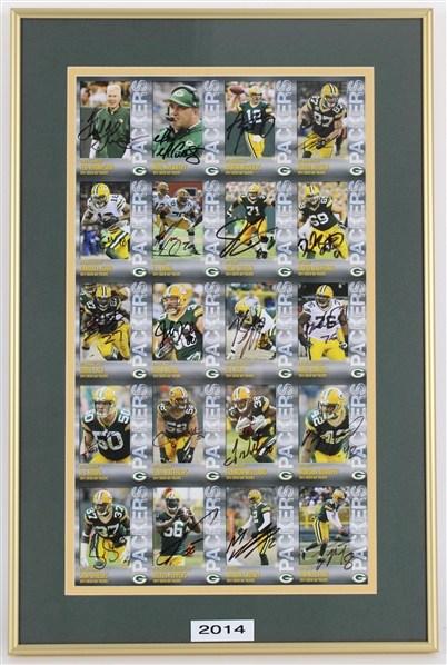 2014 Aaron Rodgers, Jordy Nelson, Randall Cobb & more GB Packers Signed 15x22 Framed Uncut Cards (JSA) 