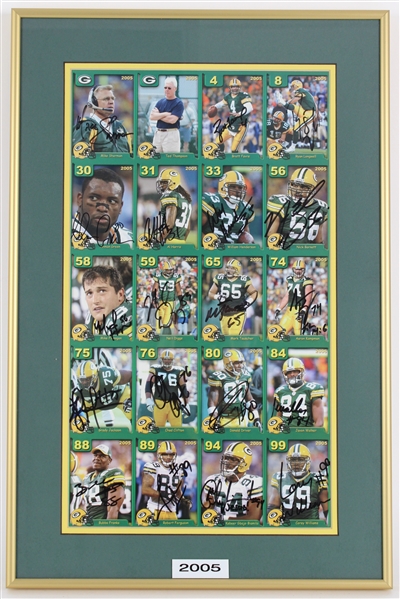 2005 Brett Favre, Mike Sherman, Ahman Green & more GB Packers Signed 15x22 Framed Uncut Cards (JSA) 