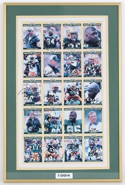 1994 Reggie White, Brett Favre, Sterling Sharpe & more GB Packers Signed 15x22 Framed Uncut Cards (JSA) 