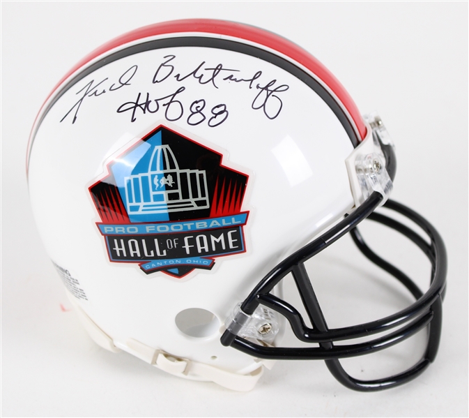 2016 Fred Biletnikoff Oakland Raiders Signed Pro Football Hall of Fame Mini Helmet (JSA)