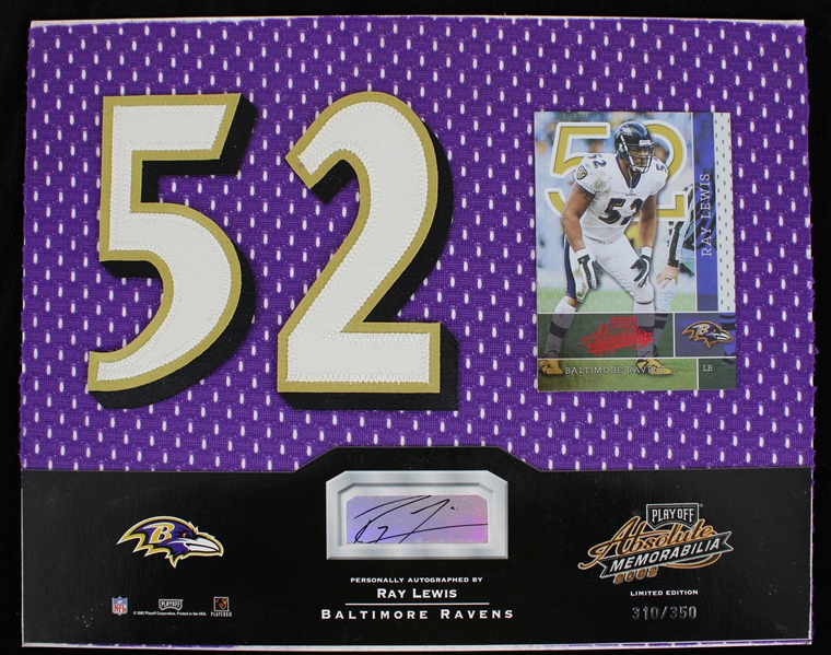 2002 Ray Lewis Baltimore Ravens Signed 8" x 10" Playoff Absolute Memorabilia Card (#310/350)