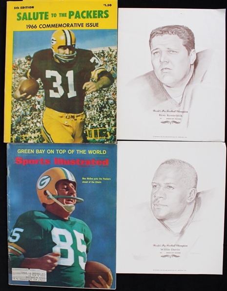 1966-71 Green Bay Packers Memorabilia Collection - Lot of 7 w/ Press Books, Sweetland Prints, Signed Salute to the Packers & More 
