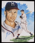 1990s Eddie Mathews Milwaukee Braves Signed 8" x 10" Art Print (JSA)