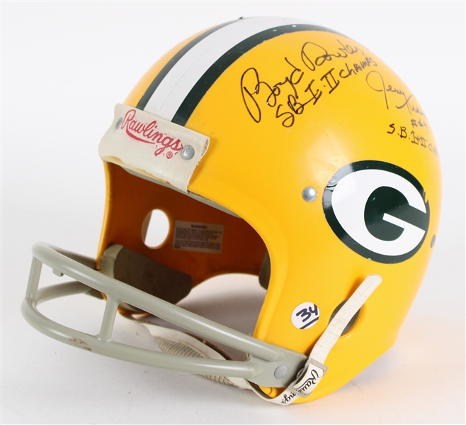 1980s Paul Hornung Fuzzy Thurston Jerry Kramer Boyd Dowler Green Bay Packers Signed Full Size Helmet (JSA) 