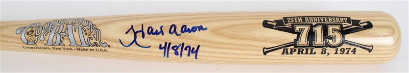 1999 Hank Aaron Atlanta Braves Signed Cooperstown Bat Co. 715 Home Runs 25th Anniversary Bat (PSA/DNA)