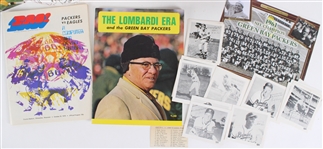 1960's-2000's Green Bay Packers Milwaukee Braves Memorabilia Collection - Lot of 26 w/ Facsimile Signed Footballs, Publications & Trading Cards