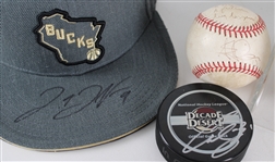 1970's-2000's Signed Baseball Basketball & Hockey Collection - Lot of 19 w/ Greg Maddux, Bud Selig, Donte DiVincenzo, Curtis Joseph & More