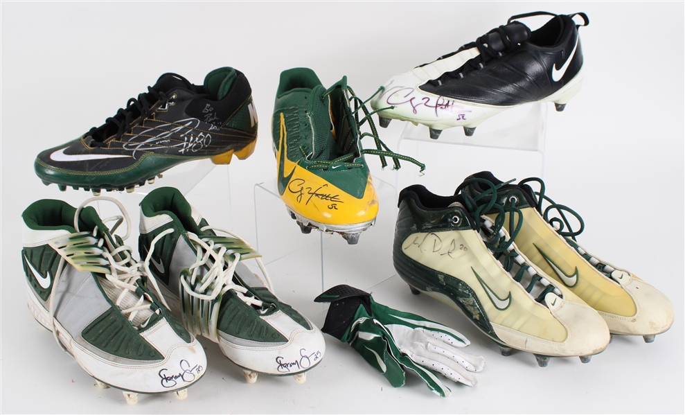 2001-13 Green Bay Packers Signed Nike Game Worn Cleat(s) - Lot of 5 w/ Dorsey Levens, Clay Matthews, Donald Driver & Marques Anderson (MEARS LOA / JSA / Pepper Burruss Collection)